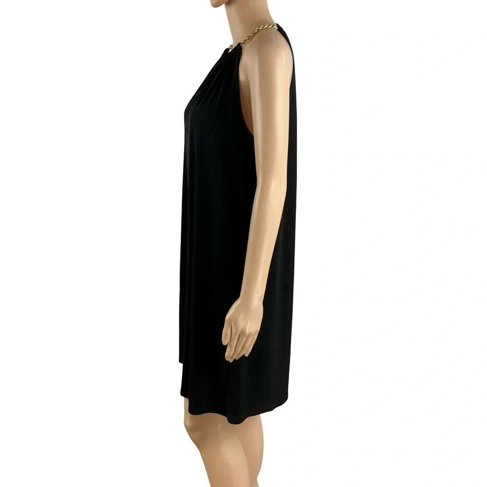 Michael Michael Kors Black Chain Strap Cocktail Shift Dress Size M